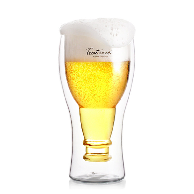 teatime double transparent glass beer glass Large party drink glass simple creative flip happy