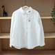 Japanese style Peter Pan collar literary and artistic small fresh embroidered white shirt cotton double layer cotton gauze women's bottoming shirt trendy