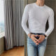 Spring Korean style slim stretch high-end round neck long-sleeved T-shirt for young men and versatile comfortable tight-fitting bottoming shirt