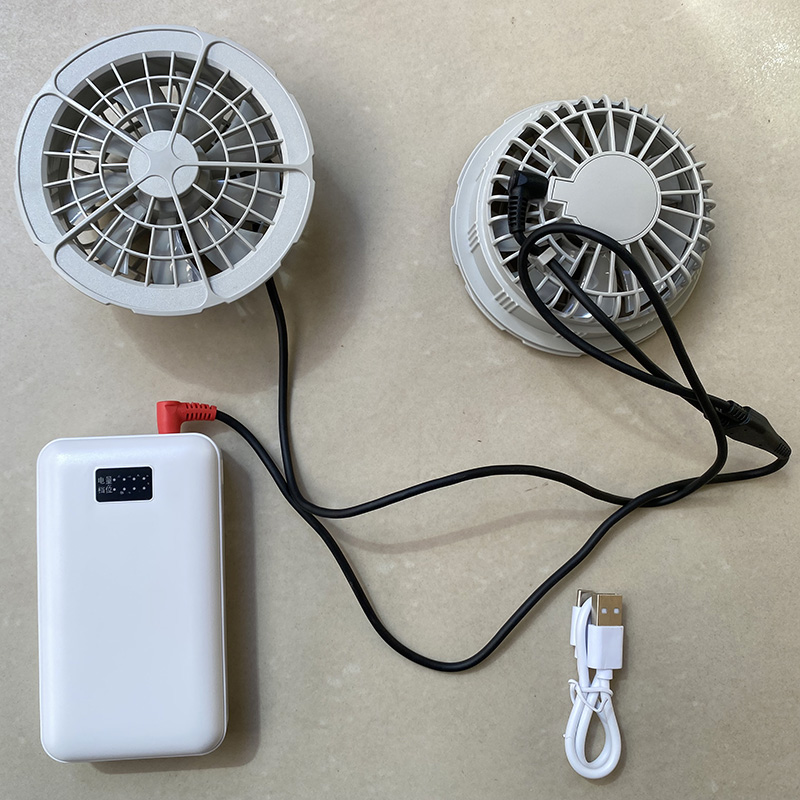 Fan clothing accessories cooling air conditioning clothing adjustable block USB tee line large capacity 12V lithium battery charger