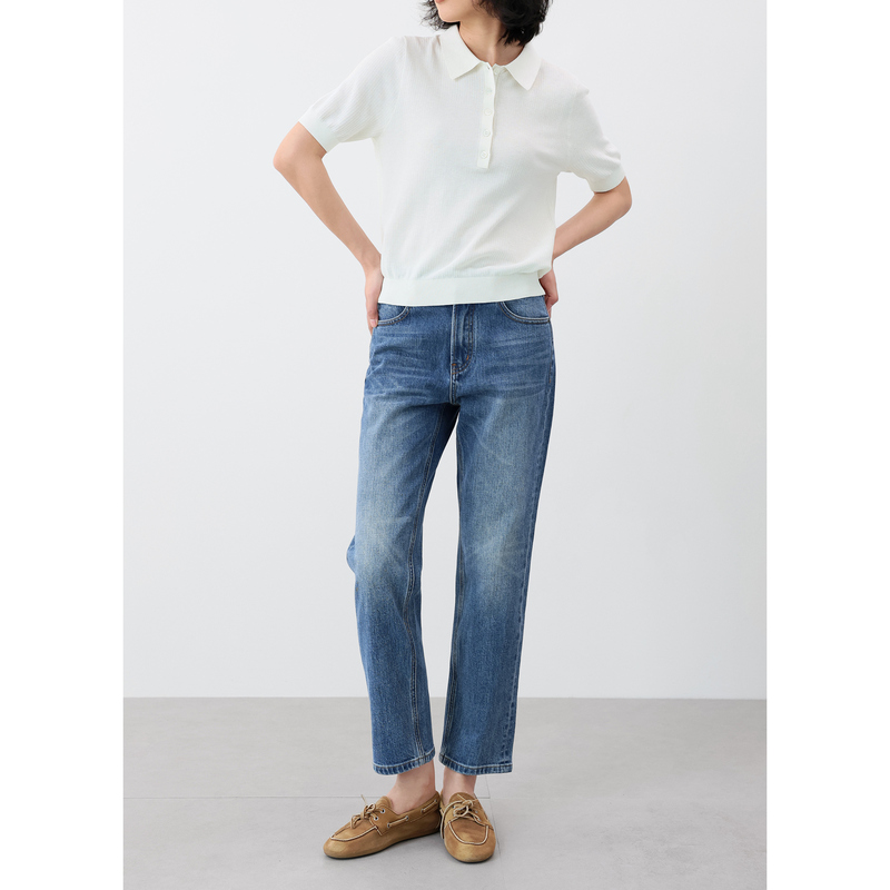 Davidsusan Spring and Autumn Turkish Bossa Straight Jeans Vintage Cropped Denim Casual Pants