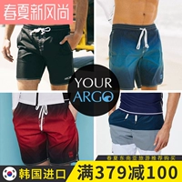 Quần đi biển Hàn Quốc ARGO quần bơi nam khô nhanh bên bờ biển kỳ nghỉ giải trí thủy triều chống quần short hoa nhỏ mất năm điểm - Quần bãi biển quần đi biển nam big size	