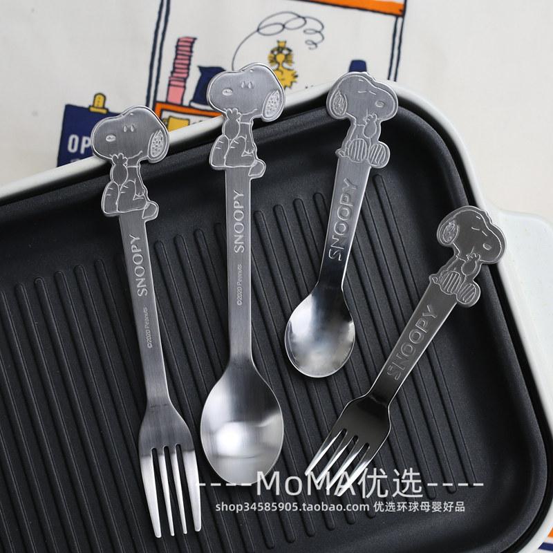 Spot Japanese Snoopy children's stainless steel fork spoon baby tableware