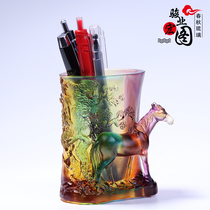 Ancient style glazed Junye macro pen holder office practical ornaments desktop decorations as gifts for teachers