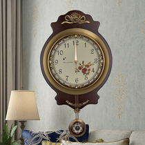 European pure copper clock solid wood American living room wall clock single side wall clock silent clock clock clock silent clock clock pendulum clock
