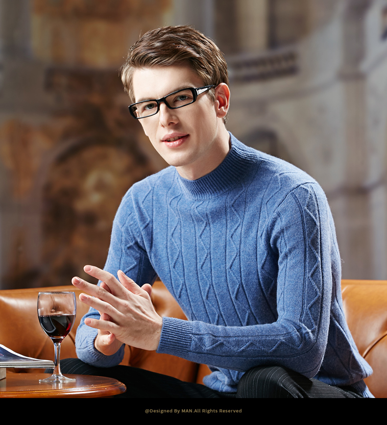 Áo len cashmere nam cao nửa cổ dày áo len cashmere nguyên chất 2018 mùa đông mới trẻ trung ấm áp áo len đáy quần áo thời trang nam