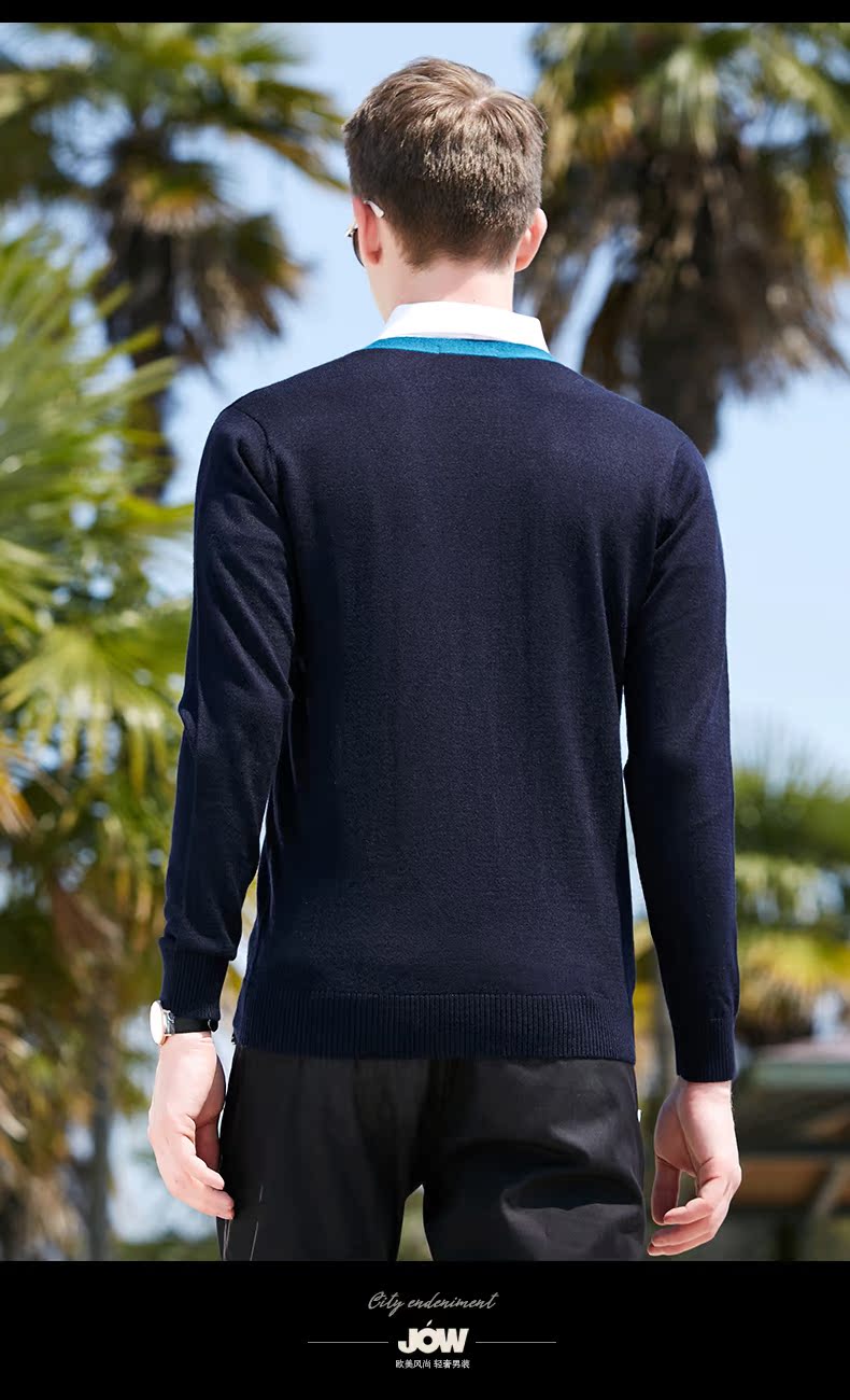 JOW / Jovo len cardigan nam kinh doanh áo len dệt kim thông thường 2019 mùa xuân mới áo len gile nam