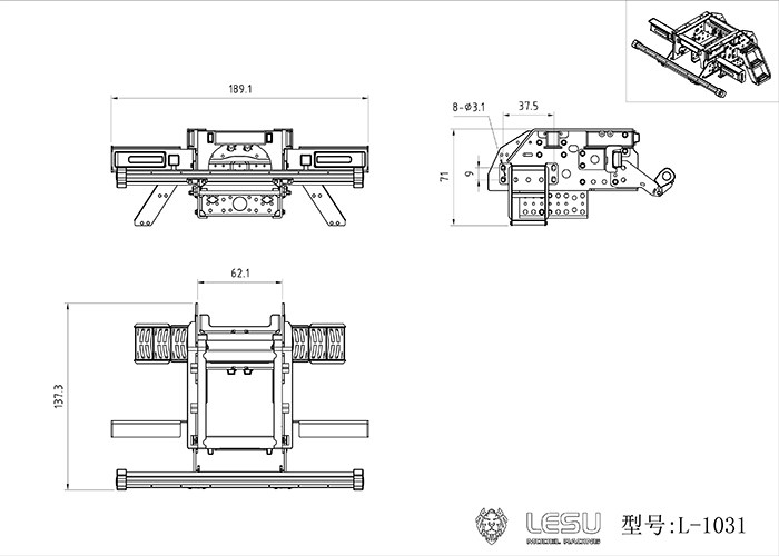 LESU Metall-Heckstoßstangenleuchte für 1/14 RC Tamiyay Traktor-LKW-Modell – Detail 1
