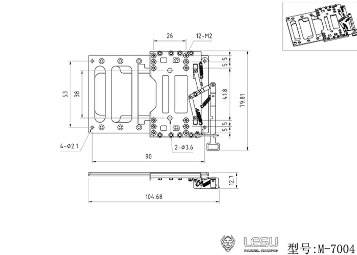 Lesu Ersatzteile 1/14 Metall Bewegliche Fünfte Radachse für Tamiya RC Anhängermodell Ferngesteuerter Traktor LKW Toucan Spielzeug – Detail 1