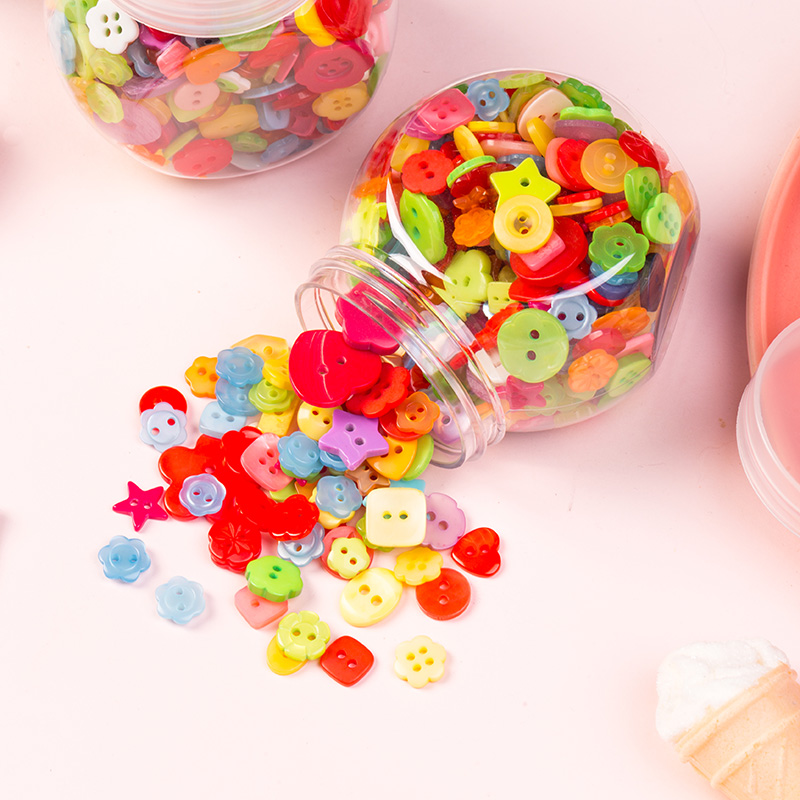 diy handmade material children candy color square loving floral shape baby clothing accessories buttons for small pieces