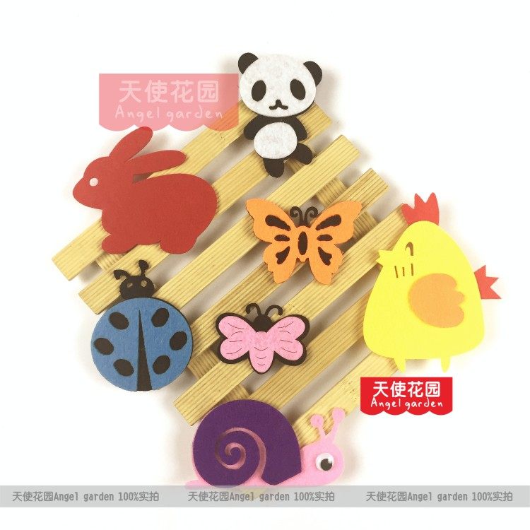 Kindergarten Decoration Items Children's Room Bedroom Stickup Wall Paper Unwoven Fabric Solid Cartoon Animal Panda Wall Sticker