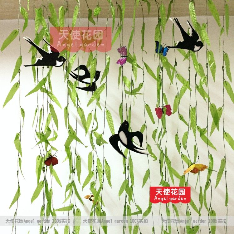 Kindergarten Decoration Hanging shopping mall Supermarket Hallway Door Curtain Pendant hanging decoration Imitation Willow Willow Leaf 10 strips