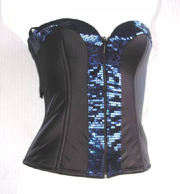 Thương hiệu châu Âu và Mỹ kéo sequin đen corset vest bó sát corset corset XSSMLXL