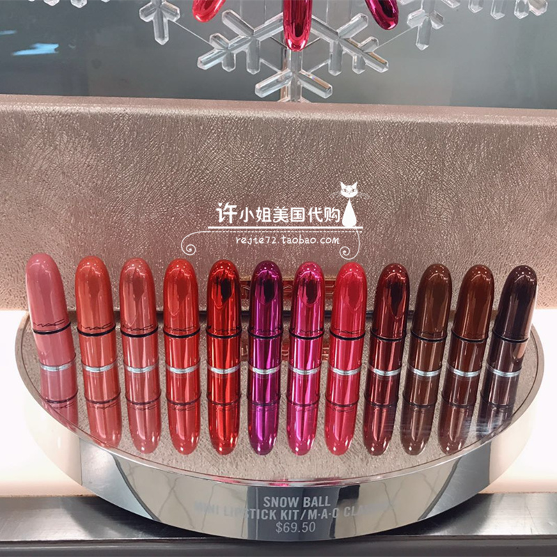 MAC魅可2017年圣诞snow ball 雪花系列限量12支彩色mini口红套装