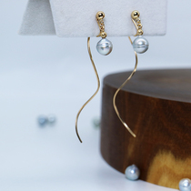 Grey Real Multitwist Baroque Pearl Curved Ear Clip Temperament rear hanging style Painless Accessories