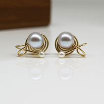 Simple short design sense sea water Pearl versatile ear clip no ear hole mosquito repellent incense elegant temperament painless ear ornaments