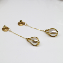 Simple long water drop Pearl drape ear clip without ear hole sweet painless mosquito temperament Ruili earring earrings