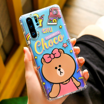 line brown bear is suitable for Huawei p40pro mobile phone shell transparent p30 silicone mate30 anti-drop 5g version tide