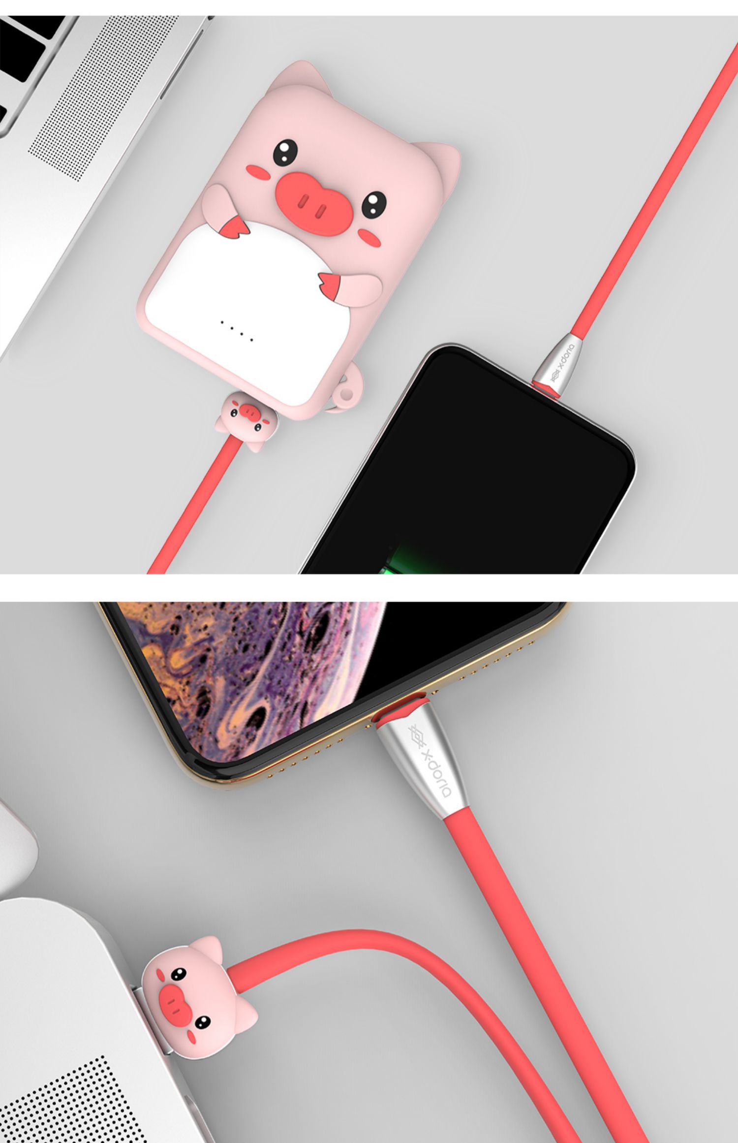 Điện thoại di động heo Cáp dữ liệu của Apple đặt búp bê âm thanh nổi sạc silicon kho báu chống rơi 10000 mAh nữ - Ngân hàng điện thoại di động sạc dự phòng samsung