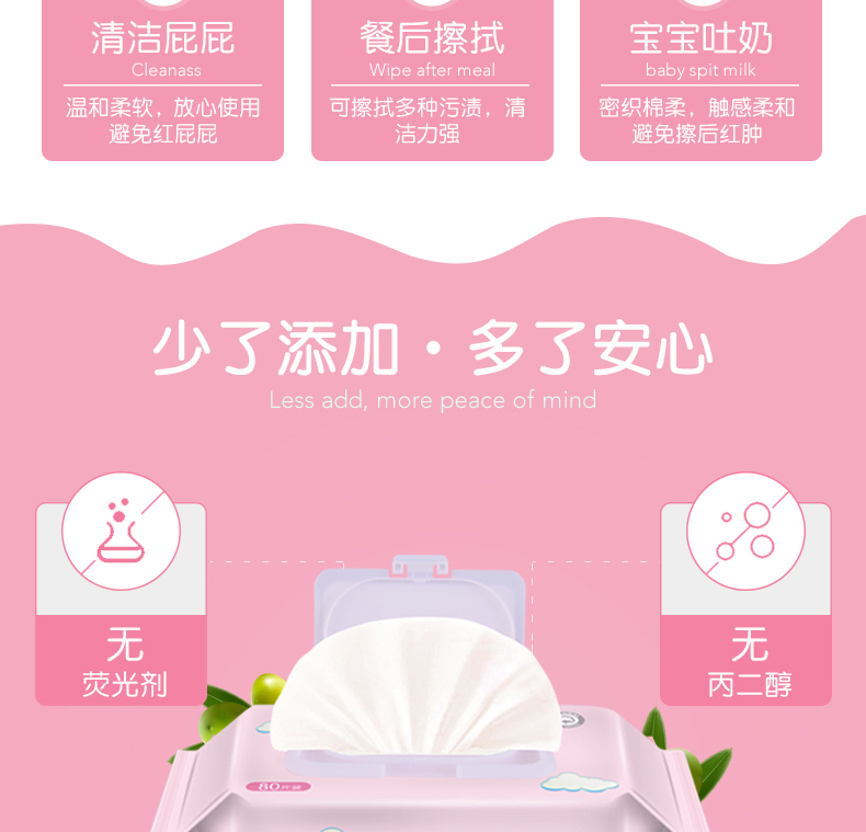 Gửi thìa 80 bơm 5 túi lớn tay em bé tẩy trang người lớn tẩy trang bao bì giấy Ưu đãi đặc biệt thời đại bông khăn giấy agi