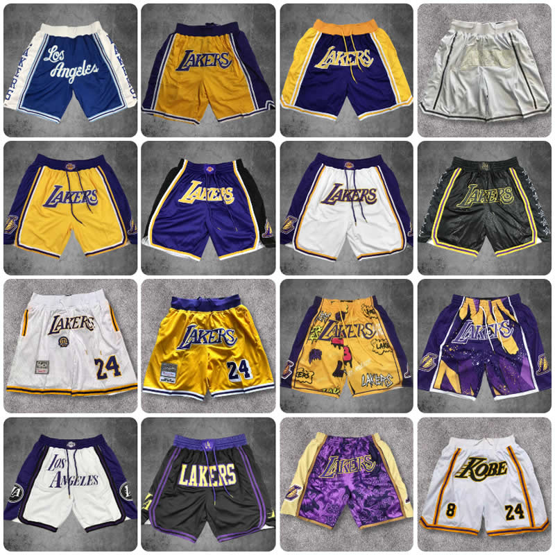Lakers James Shorts Embroidered Kobe City Edition Basketball Shorts American Style Loose Breathable Multi-Pocket Five-Point Shorts
