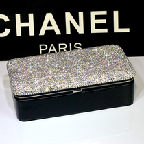 Crystal diamond jewelry box European jewelry box portable with mirror jewelry storage box wedding gift