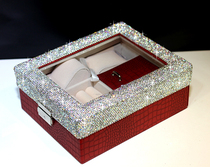 High-grade diamond-set watch storage box Crystal window jewelry box Watch finishing box Bracelet plate watch rack