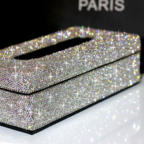 High-grade leather diamond-encrusted diamond tissue box Creative tissue paper box Car paper box European-style car