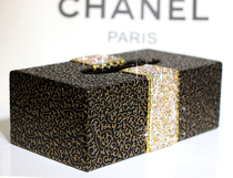 Golden pattern leather tissue box creative diamond drills and drills paper paper box household paper box European car