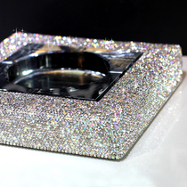 Luxury diamond-encrusted crystal glass ashtray high-end full diamond living room coffee table ashtray office hotel European style