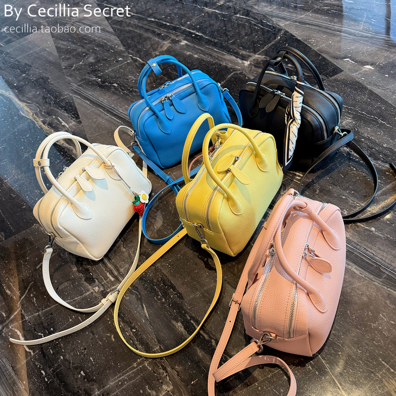 2026 Spring/Summer New Top Layer Cowhide Boston Bag for Women, Large Capacity Pillow Tote Bag, High-End Handbag Trend