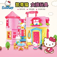 Đồ chơi Hello Kitty Ngôi nhà búp bê Hello Kitty chơi đồ nội thất nhà cô gái đồ chơi trang điểm đồ chơi nấu ăn