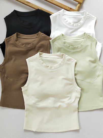 Threaded quick-drying breathable slimming fitness outer wear new one-cup shockproof running sports vest women's yoga clothing