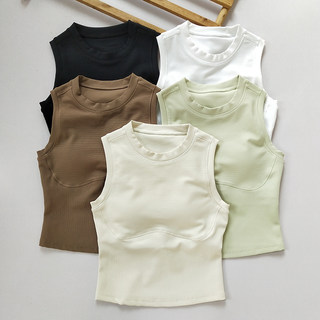 Threaded Quick-Drying Breathable Slimming Fitness Outerwear New One-Cup Shock-Proof Running Sports Vest Women's Yoga Wear