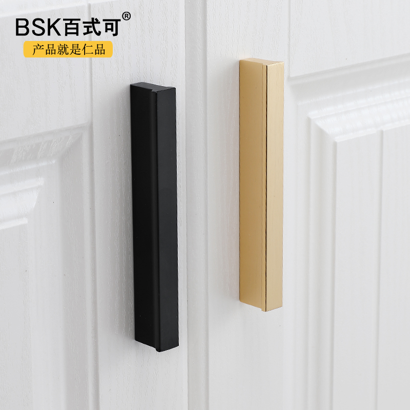 Light Extravagant Cabinet Modern Golden Cabinet Door Lengthened Handle Nordic Minimalist Bronze Color Wardrobe Drawer Black Overall Cupboard Handle