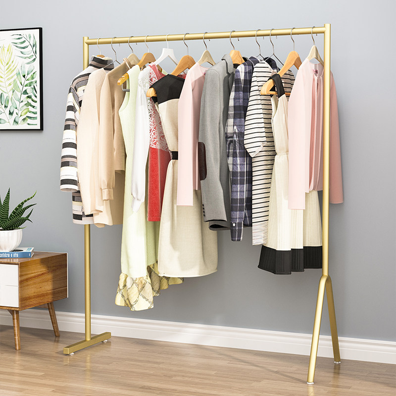 Clothes store display rack dedicated floor-to-ceiling net red bold boys and girls clothes Nakajima hanger clothes drying pole rack