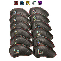 New golf iron rods cover 12 sets of lychee veins waterproof PU leather club cap sleeve clubhead protective sheath