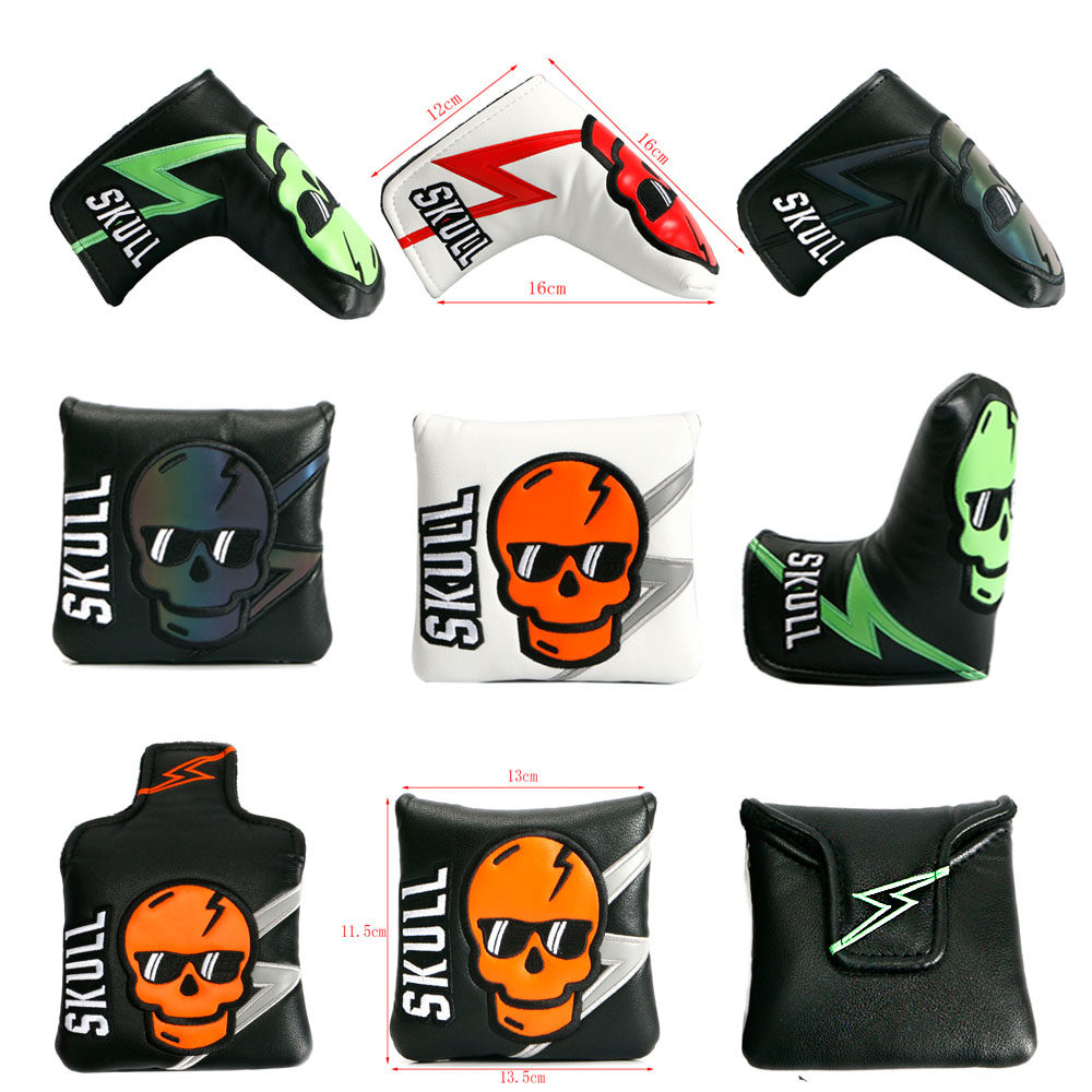 New golf push set straight square push protective set magnet closed clutch club cap skull pattern