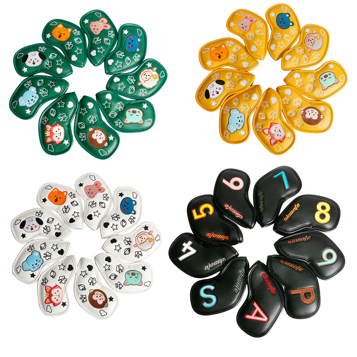 New golf iron bar sleeve club head protective suit upscale pu cartoon pattern 4 colors optional