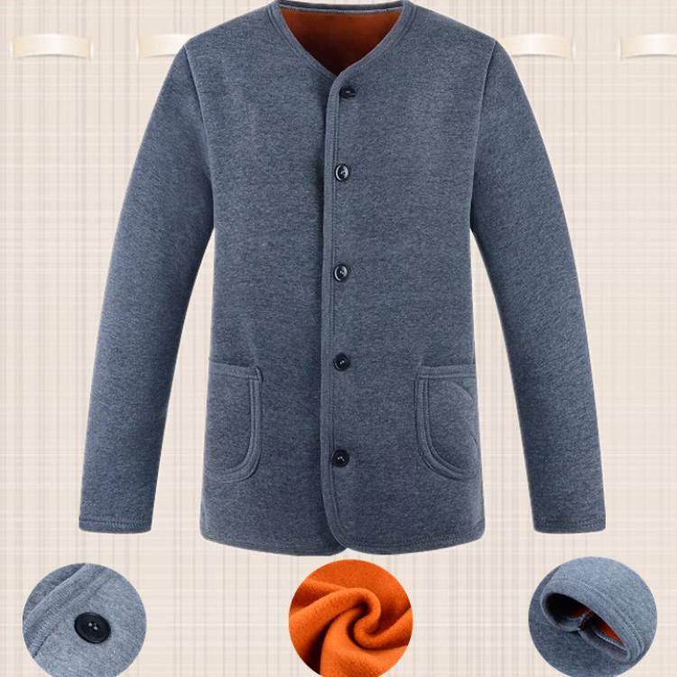 Mens cardigan ấm áp cộng với chất béo để tăng mã của đồ lót ấm trong nhung cộng với già cộng với quần áo mùa thu dày cộng với nhung cardigan.