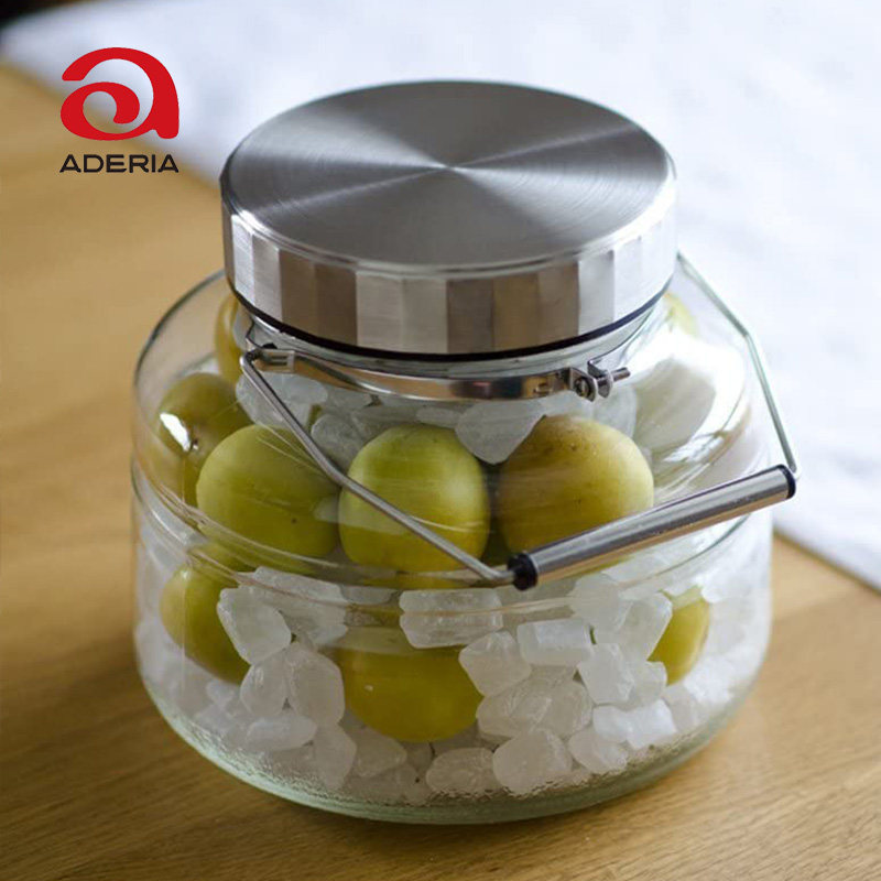 Aderia Japan Shizuka Nita Glass Jars Bubble Wine Bottle Wide Mouth Seal Green Plum Wine Jar Storage Jar Sauerkraut