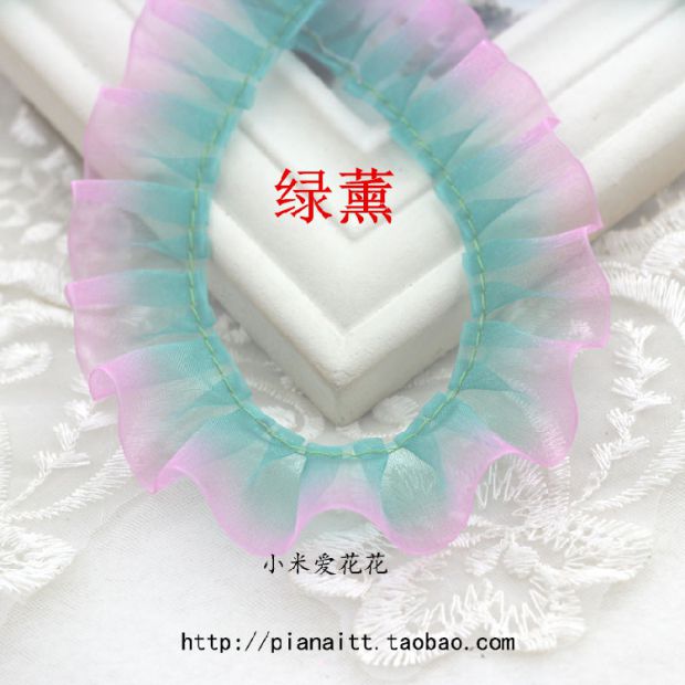 2,5cm sợi tuyết màu đôi với ren xếp li Váy búp bê công chúa váy phụ kiện trang trí chất liệu phụ kiện tóc bện mũ ruy băng - Phụ kiện tóc dây buộc tóc