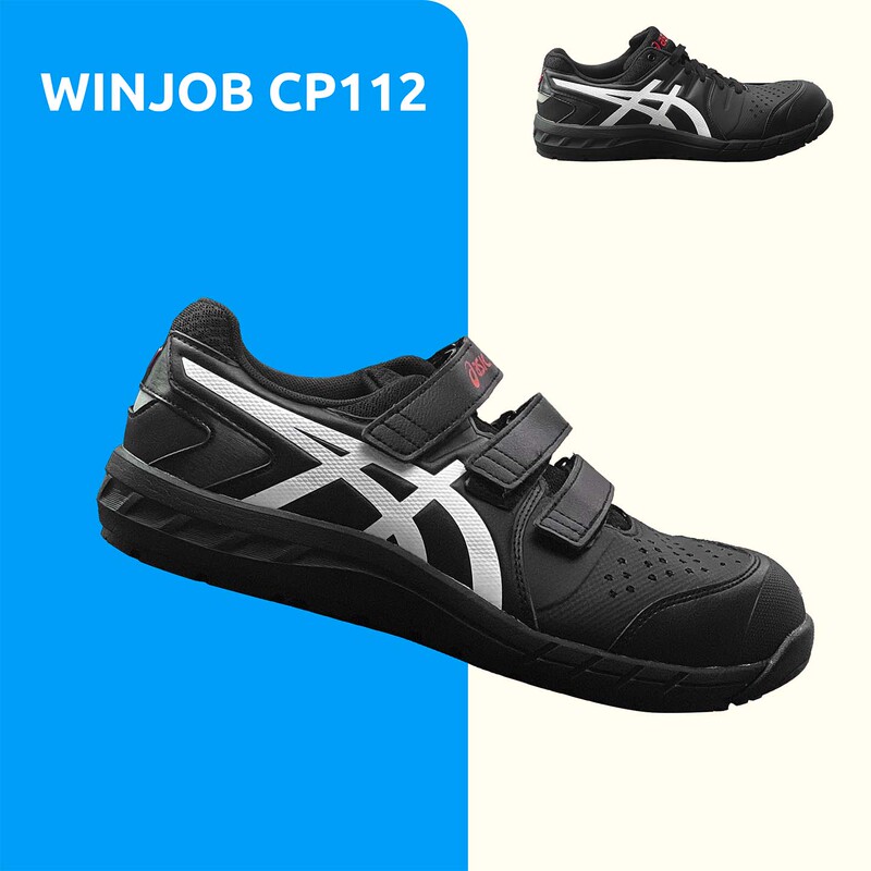 Asics Winjob Low-Top Men's Shoes Black and White Velcro Hard Toe Anti-Smash Labor Protection Engineering Shoes 1273A056