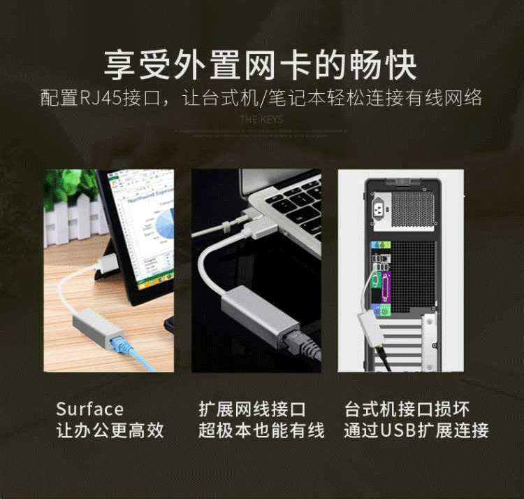 Mini USB3.0 đến card mạng có dây Gigabit Thẻ chuyển đổi máy tính bảng tốc độ cao Gigabit - USB Aaccessories quat cam tay