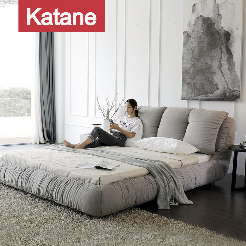 Katani minimalist modern cloth art 1 8 m double bed can be detached and washed Nordic main sleeper wedding bed light extravagant internet red fashion