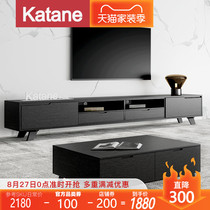  Modern minimalist TV cabinet combination solid wood veneer combination cabinet Nordic TV cabinet small apartment living room furniture