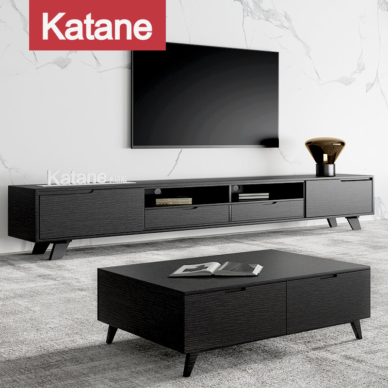 Modern minimalist TV cabinet Composition solid wood Sticking Leather Combo Cabinet Nordic TV Enclosure Small Family Living Room Furniture