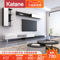  Modern simple light luxury TV cabinet coffee table combination living room combination background wall wall cabinet Nordic set of telescopic floor cabinet