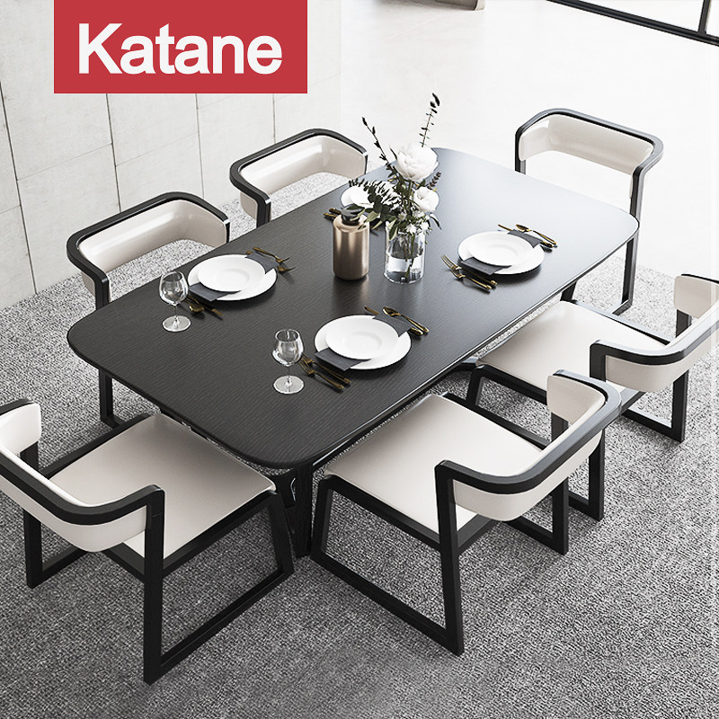 Nordic dining table household small apartment modern simple simple dining table dining room solid wood dining table chair combination furniture