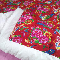 Northeast big flower cloth quilt cover rural traditional cotton quilt cover old-fashioned quilt set single wedding quilt face red and green